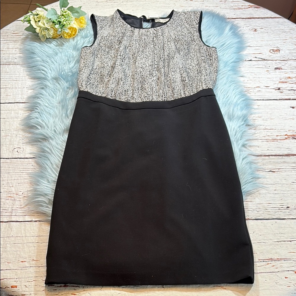 NWT LOFT Black White Pattern Sleeveless Pencil Dress sz 6